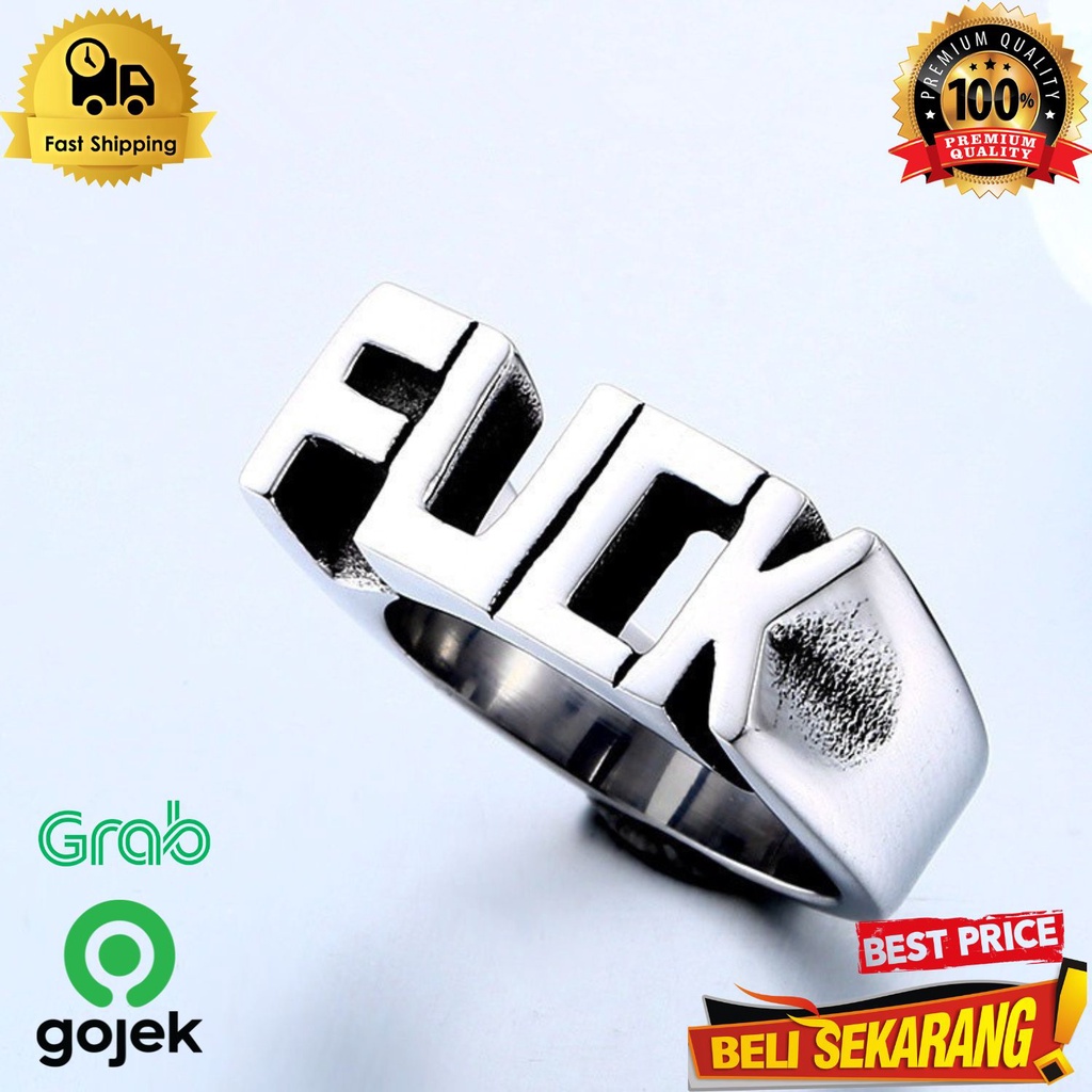 Cincin pria fashion casual FUCK men ring silver signet gothic ,/ cincin pria / cincin fashion / akse