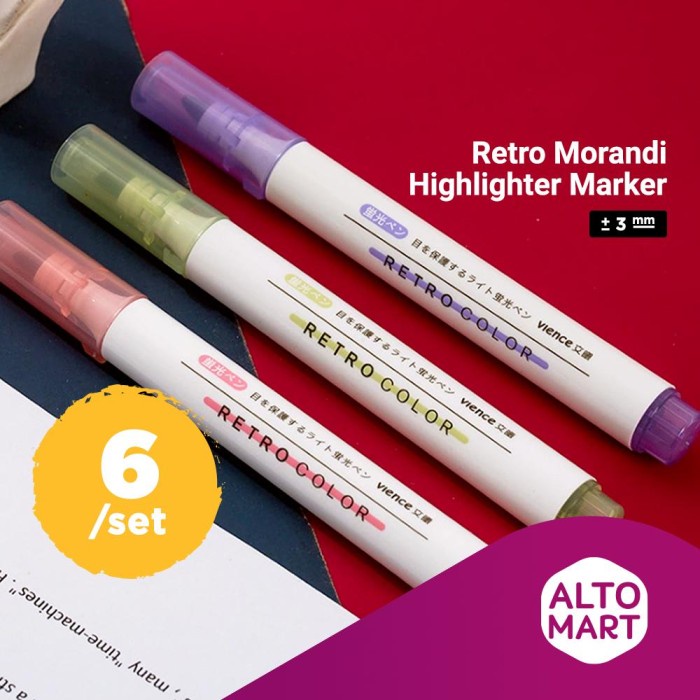 

[Terbaru] Retro Morandi Highlighter Marker (Set of 6) - Dark