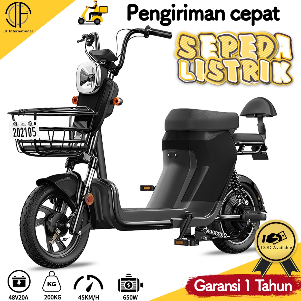 promo bulan ini JF Sepeda Listrik Motor Sepeda Listrik Dewasa Sepeda Listrik Premium Mewah 650W