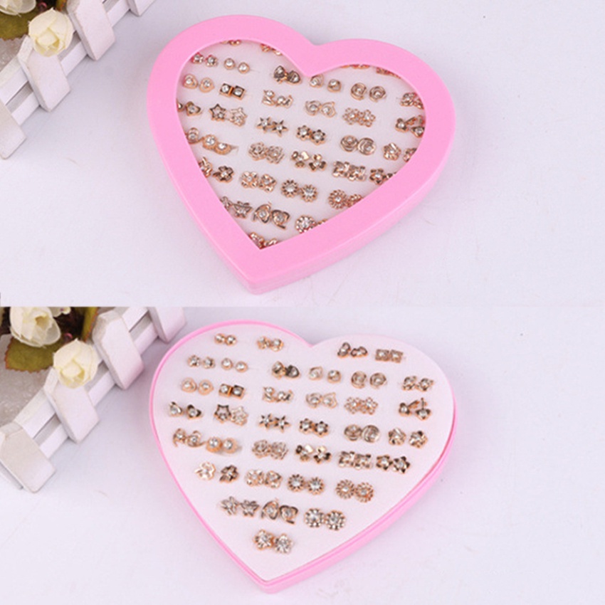 36 Pasang Anting Hypoallergenic Plastik Hypoallergenic Berlian Anting Set Kotak