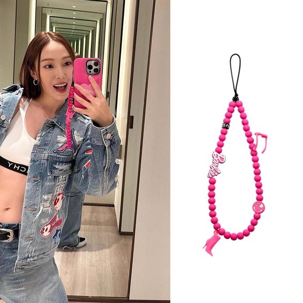 Casetify Joint Name Barbie Phone Chain Barbie Pink Rubber Beaded Phone Case Strap Pendant Accessorie