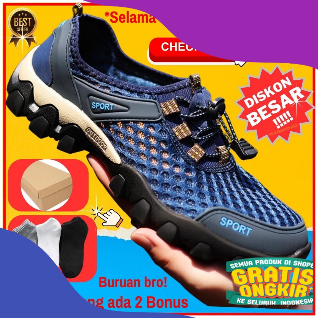 Sepatu Gunung Olahraga Import Slip On Jumbo Pria/ Bigsize jumbo