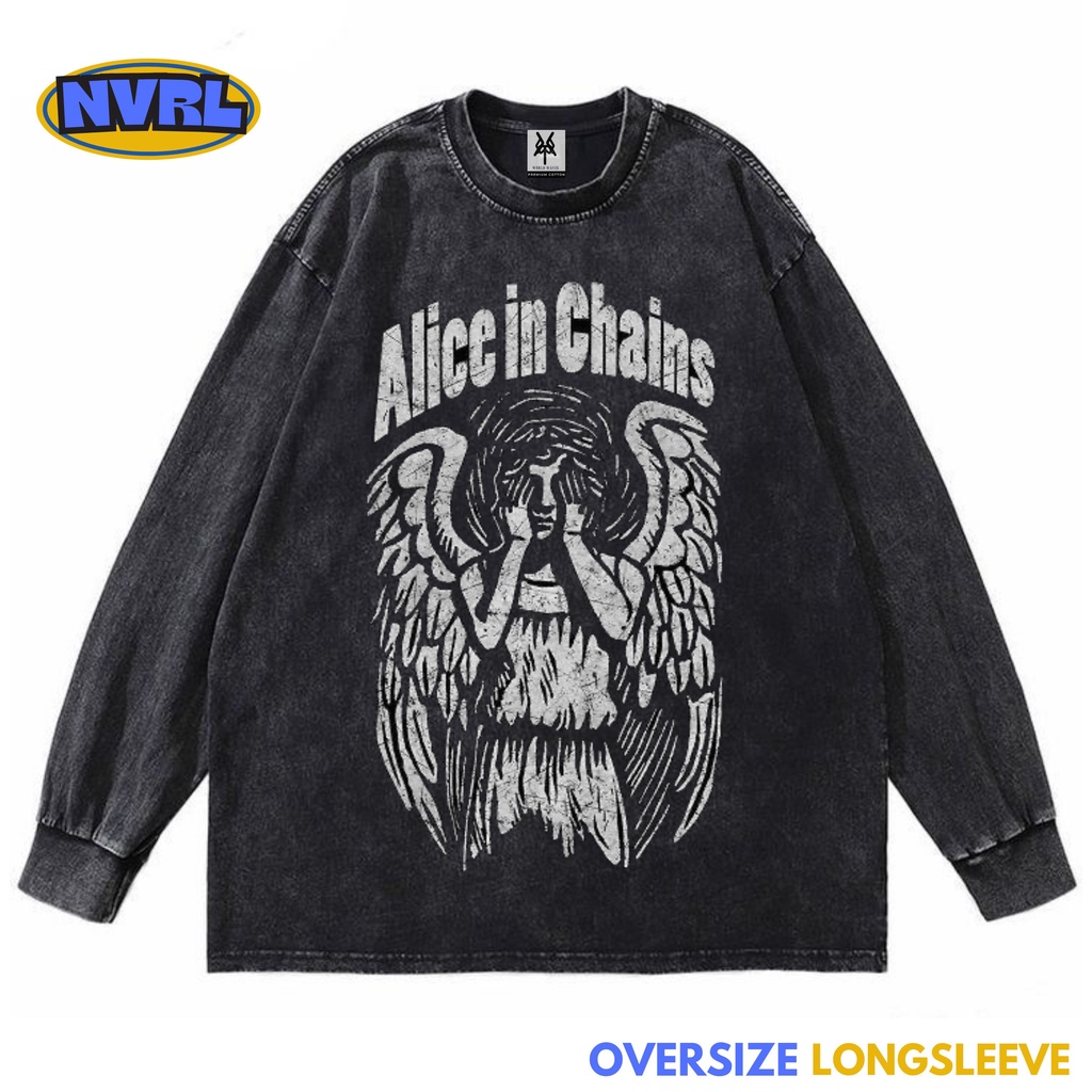 Kaos oversize longsleeve alice in chains washed washing vintage tee