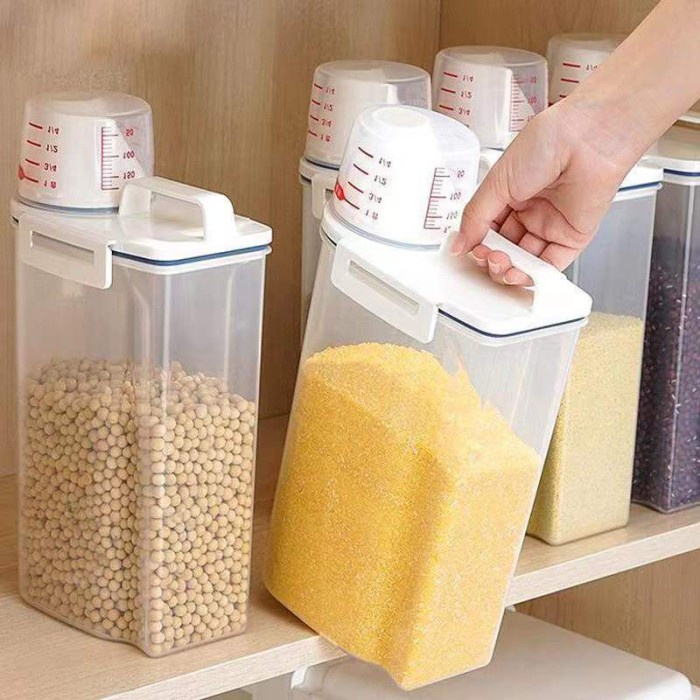 MURAH -Rice Storage Cereal Jar / Tempat Penyimpanan Beras Transparan H279 - 1.5kg- 1.2.23