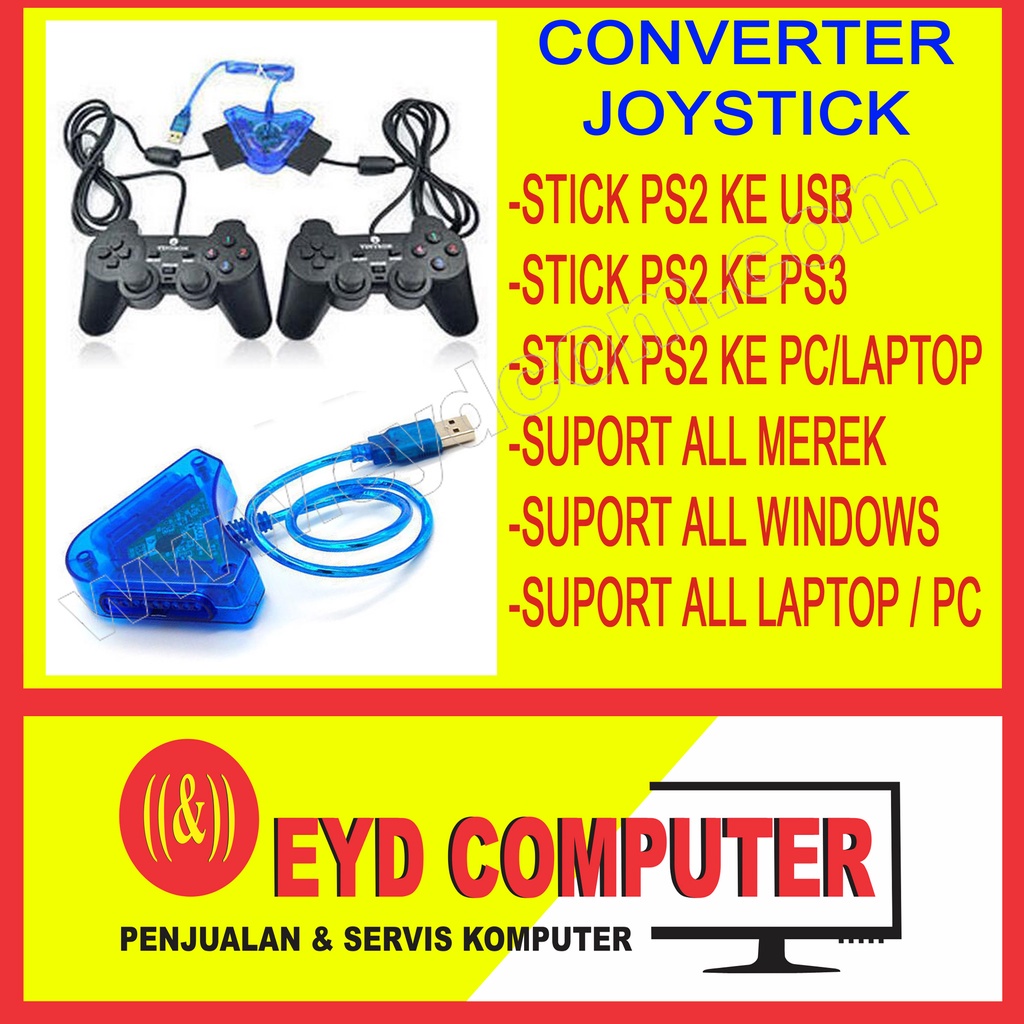 COD CONVERTER DOUBLE STIK PS2 TO USB KONVERTER UNTUK STICK PS 2 DUA KE USB PS3 KE PC KOMPUTER LAPTOP