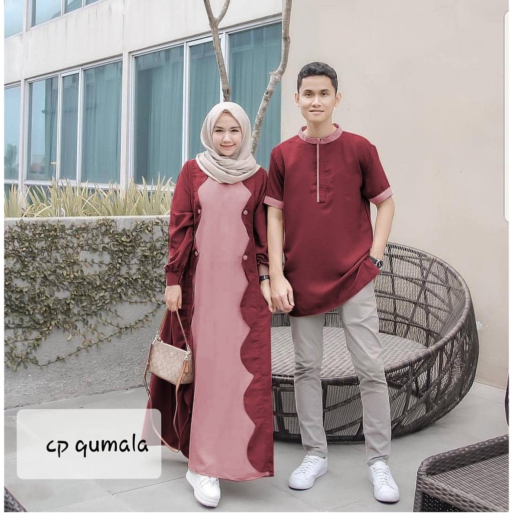 Qumala Couple I Sarimbit Suami Istri Couple Terbaru Premium Gamis Couple Lebaran Mewah Pesta Pasanga