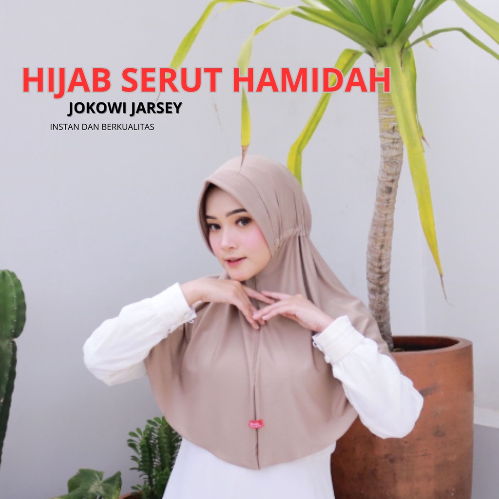 Hijab Instan Serut Jokowi Jersey Premium I Jilbab Serut Hamidah