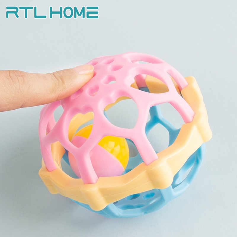 RTL Mainan Kerincingan Bayi Teether Rattle Stick Gigitan Bayi Bola Mainan Edukasi Anak Krincingan Silikon Karet Lembut  Emoticon Lucu Baby Toys Rattle Ball