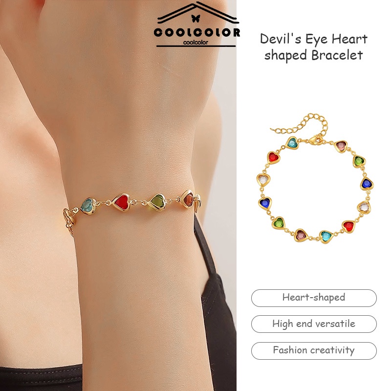 COD❤️Gelang Modis Kreatif Serbaguna Gelang Hati ，Mata Setan Wanita Gelang， Gaya Ins- cl