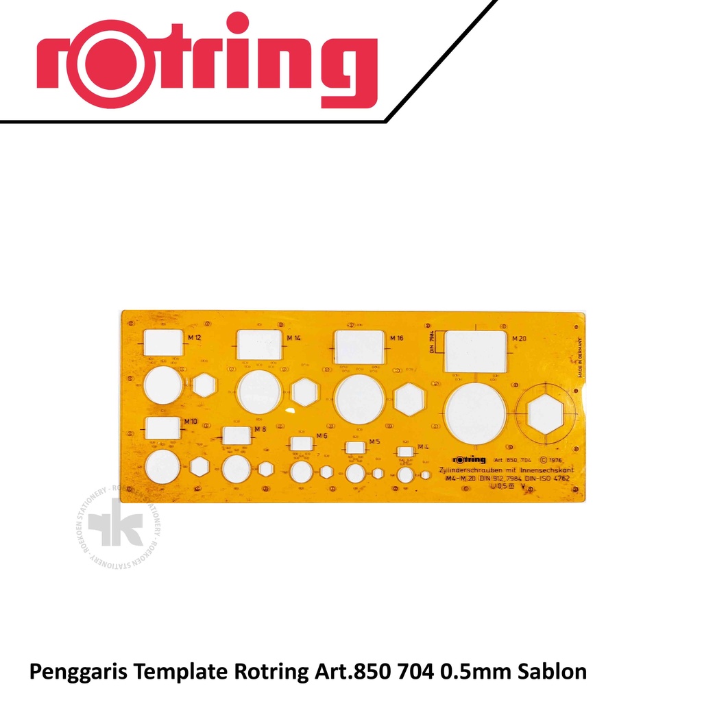 

Rotring Penggaris Template / Sablon Zylinderschrauben mit Innensechskant DIN 912 Art.850 704 0.5mm