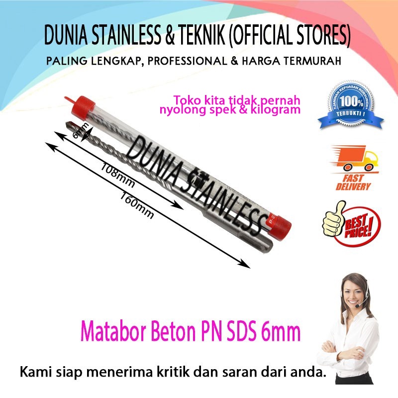 Matabor Beton PN SDS 6mmx160mm Alat Alat Teknik Bengkel Besi Stainless Steel