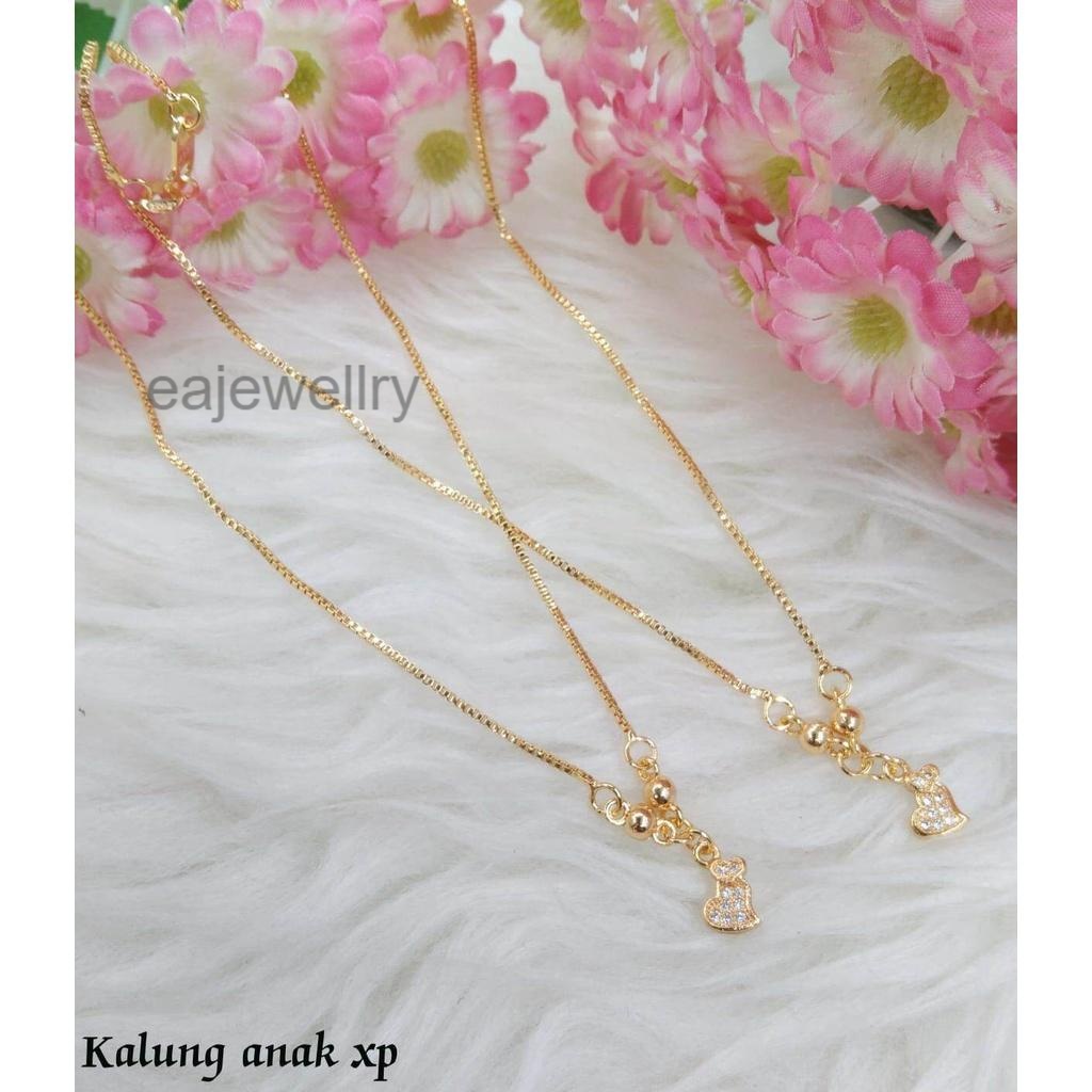 Kalung titanium wanita dewasa asli lapis emas 24 karat mewah elegan perhiasan titanium