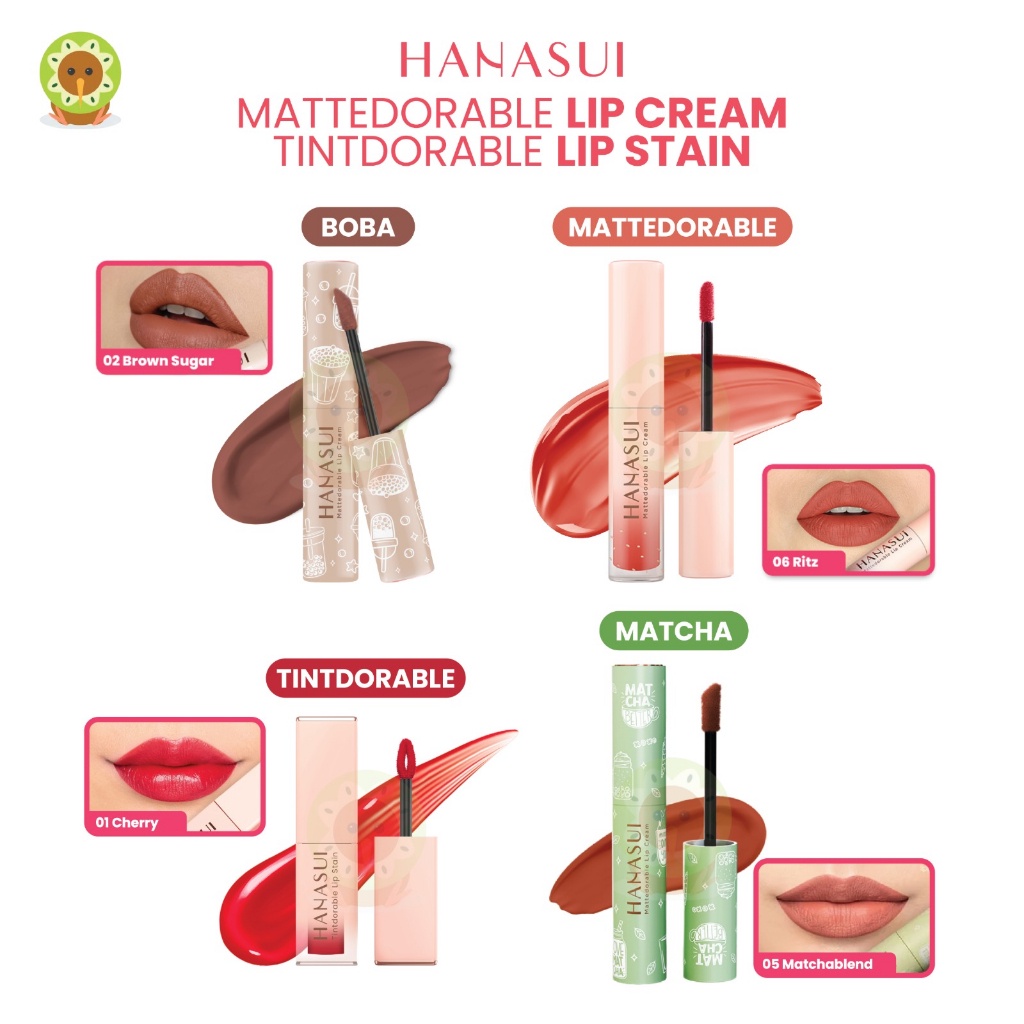 [MURAH DAN JAMINAN ORI] HANASUI BOBA MATTEDORABLE LIP CREAM - HANASUI TINTDORABLE LIP STAIN - HANASU