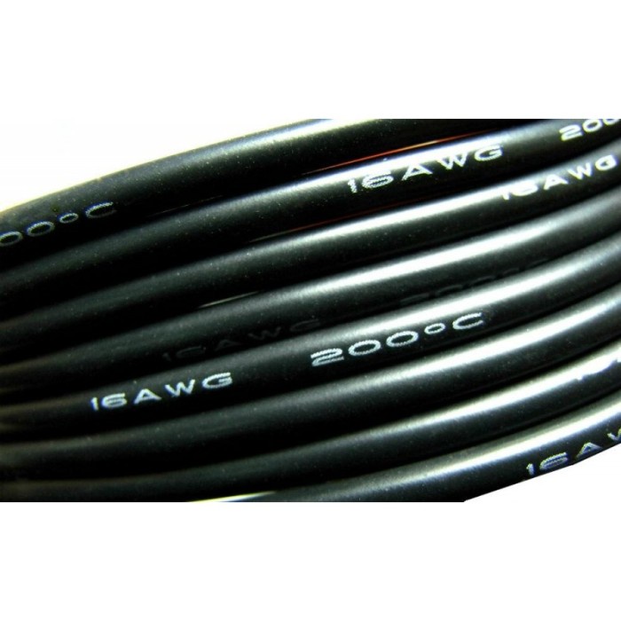 1meter Kabel baterry lipo Silikon 16AWG silicone wire 16 awg AWG16 RC - HITAM 1METER OP27