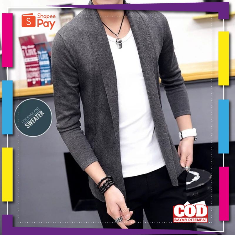 PREMIUM KOREAN STYLE / Blazer rajut pria long cardigan 100% cotton/Sweater Blazer/Sweater Pria