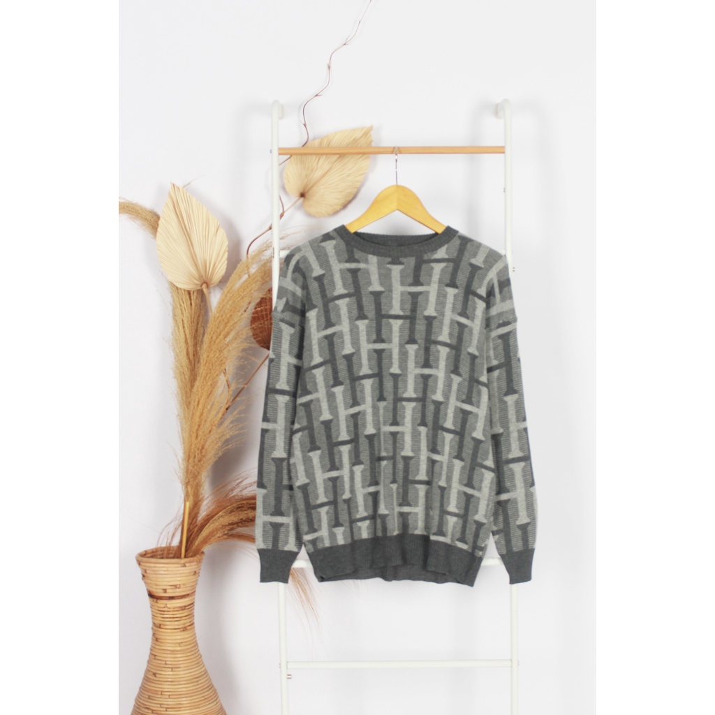 Harlinka Sweater Rajut Oversize Wanita Premium / Atasan Baju Rajut Wanita Motif Korean Halus