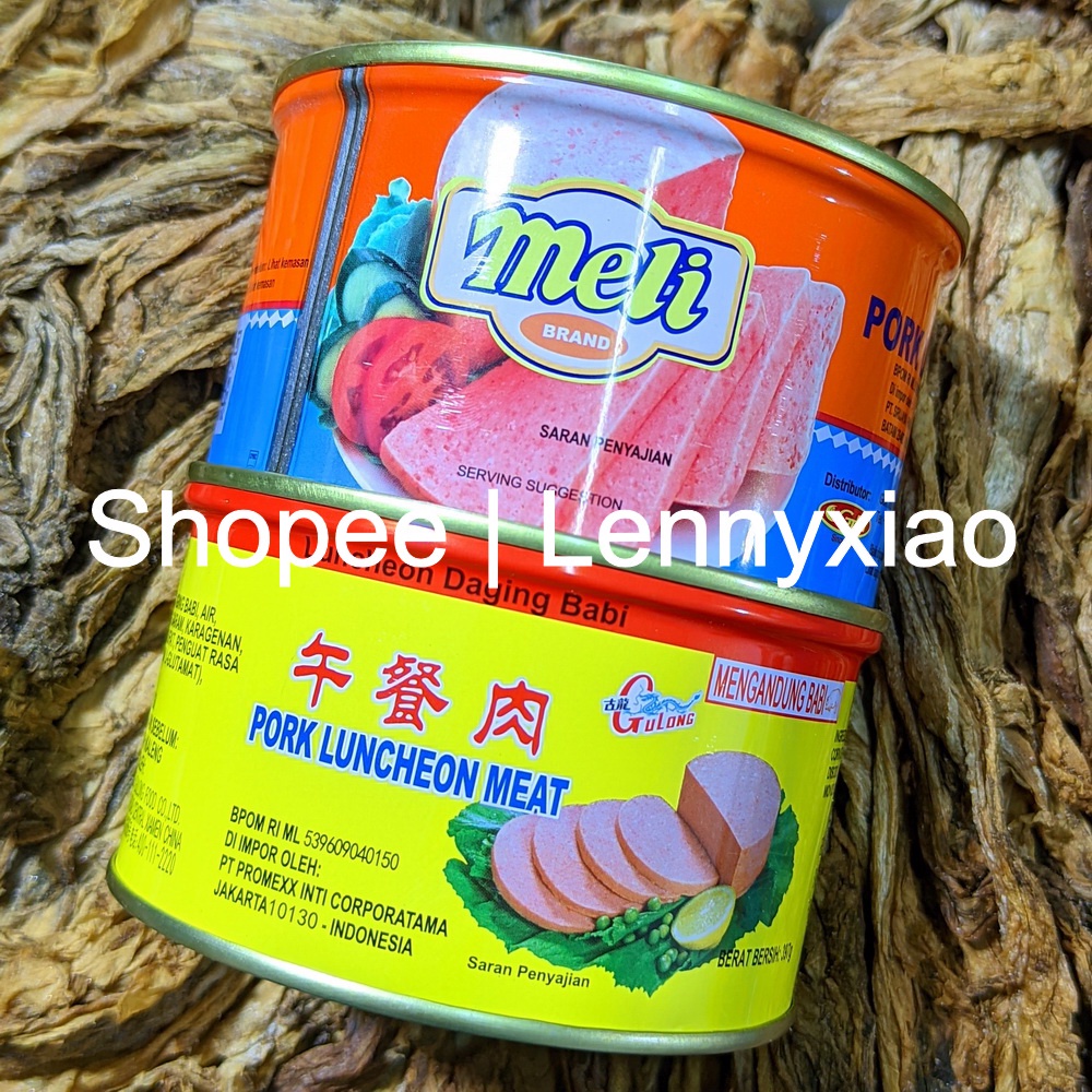 

Meli Mili Gulong Gu Long Pork Luncheon Meat Kornet Ham Babi 397 gr