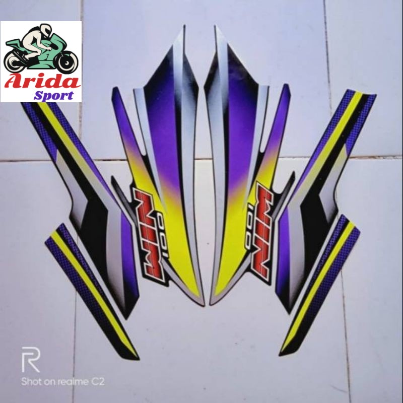 striping win 100 stiker honda win 2004 hitam kuning