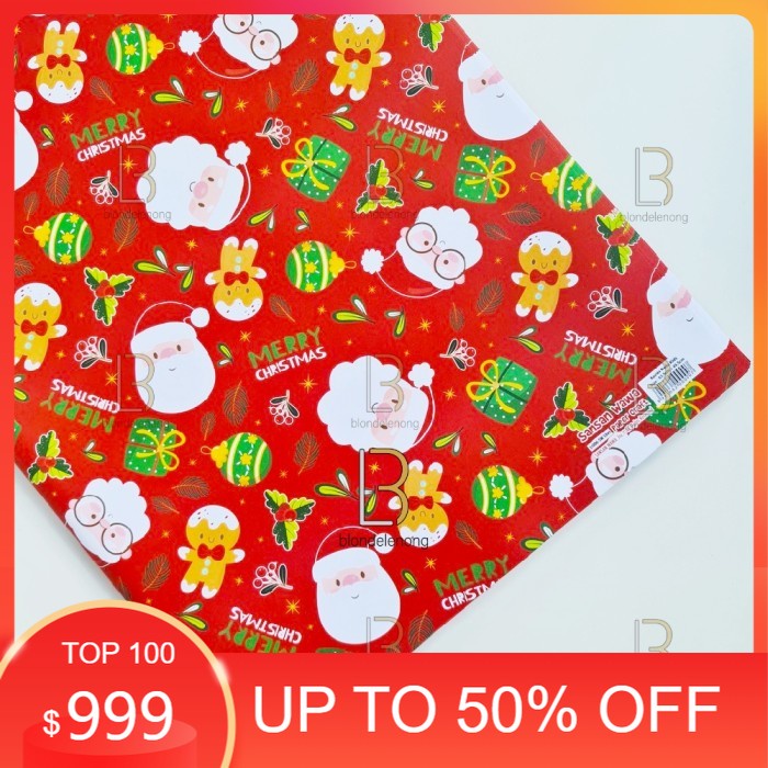 

KADO NATAL/ DEKORASI NATAL/ kertas kado natal christmas - Motif 3, 10 Lembar
