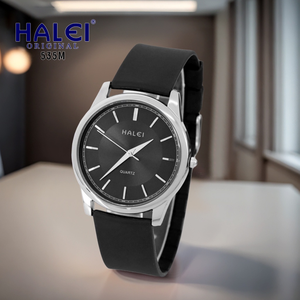 Halei Watch 535 M - Jam Tangan Halei Pria Karet Analog Kekinian - Tahan Air dan Garansi 1 Tahun. Fre