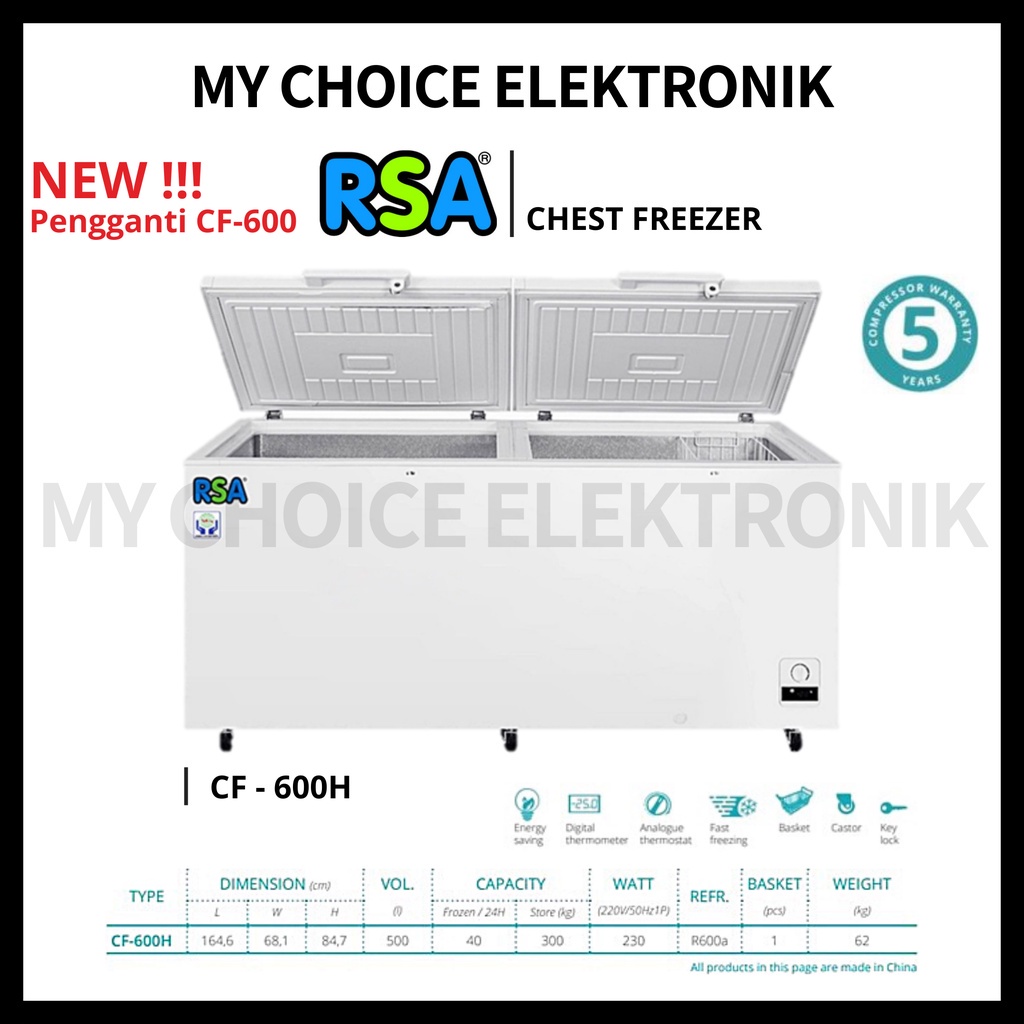 RSA Chest Freezer CF-600H / CF 600 H (500 Liter)