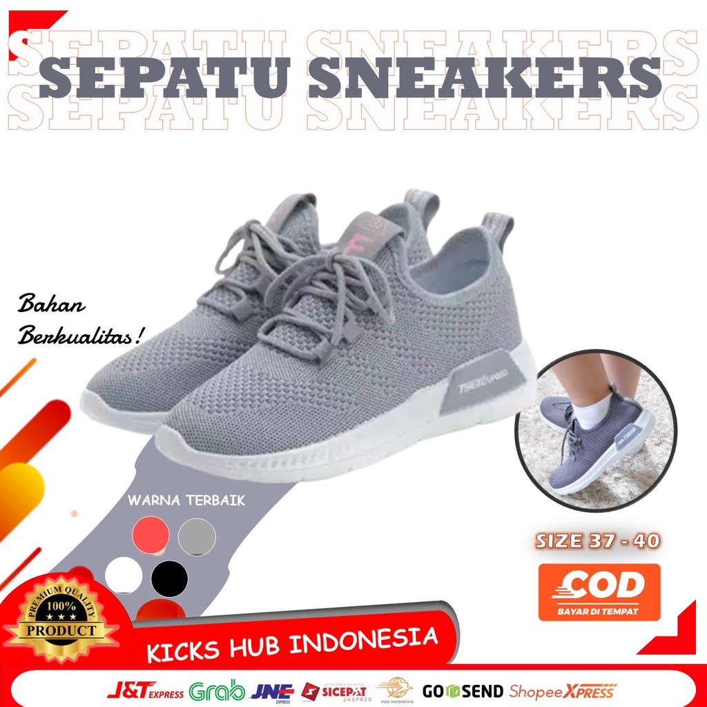 Sepatu Sneakers Wanita F Champion Size 37-40 Sport Olahraga Fashion Style Polos Sol Putih