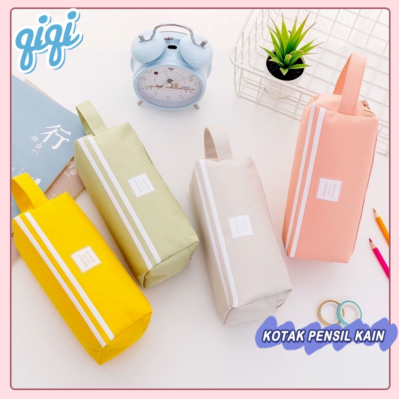 

Kotak pensil kain portabel sederhana/Kotak pensil Jepang ganda - Qiqi Treasure