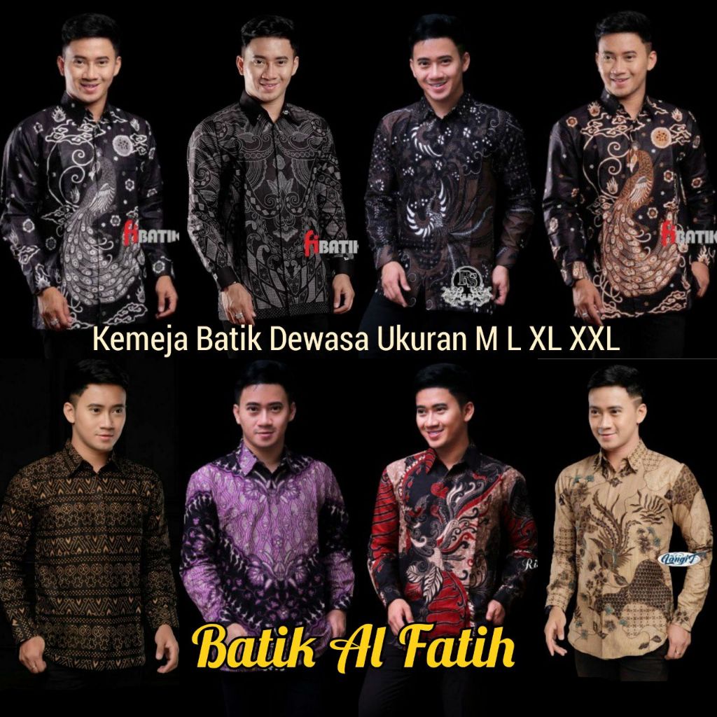 Kemeja Batik Pria Lengan Panjang Premium Modern Terbaru Baju Laki-laki Dewasa Hitam Mewah Ori Slimfi