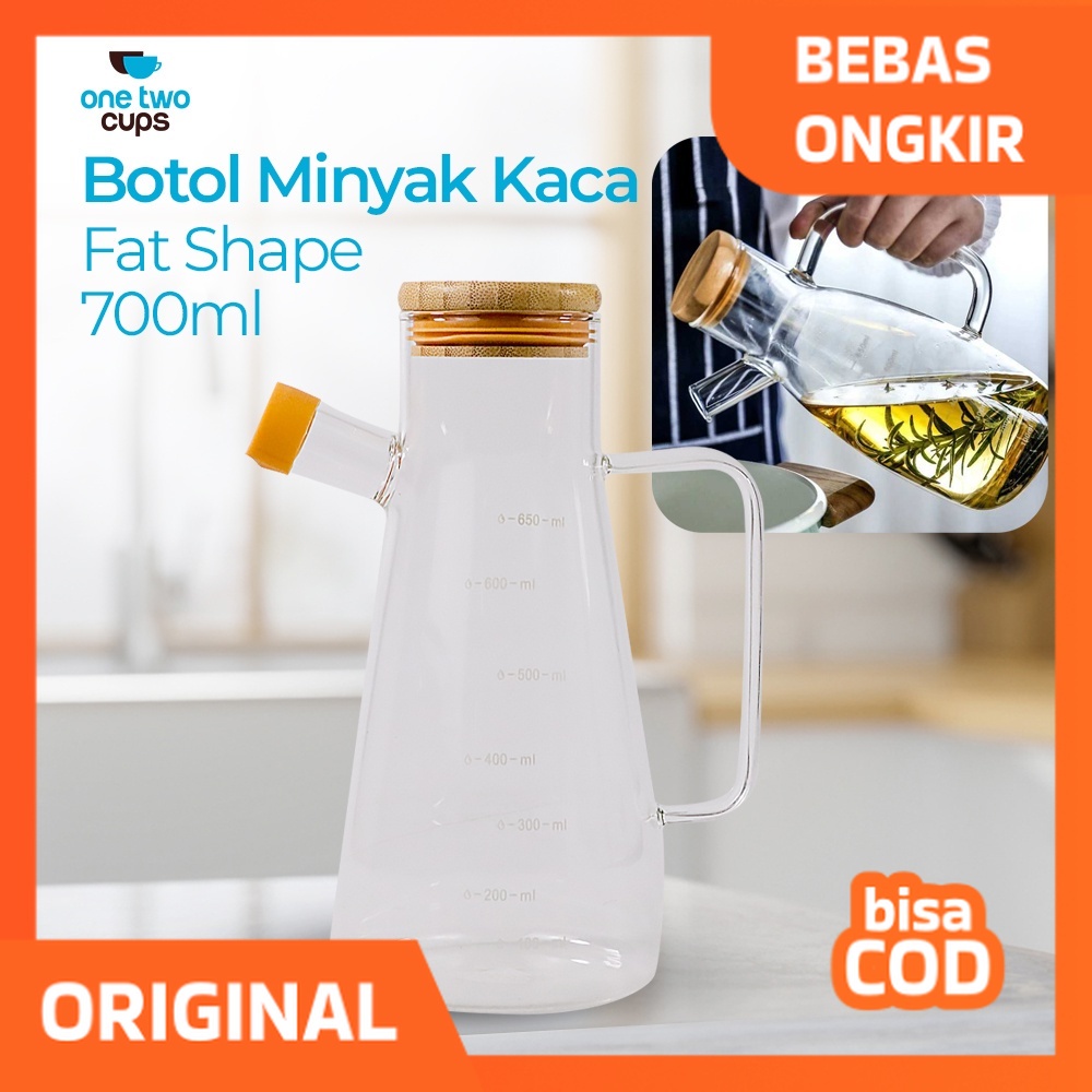 

One Two Cups Botol Minyak Kaca Glass Oil Bottle Heat Resistant 700 ml - KG75 - Transparent