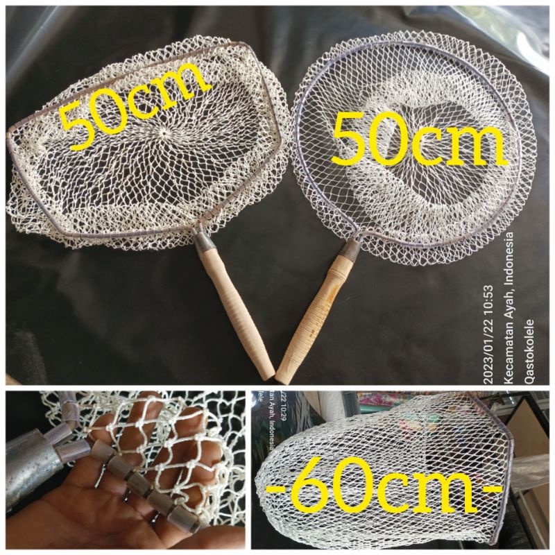 Serokan Ikan Besar Jumbo Jaring nilon Serok Seser Saringan Ikan Tangguk Ikan Lamit Ikan 50cm