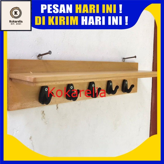 KOKARELIA gantungan kapstok kayu lipat anak estetik, gantungan baju, topi, helm dan kuncikapstok kay