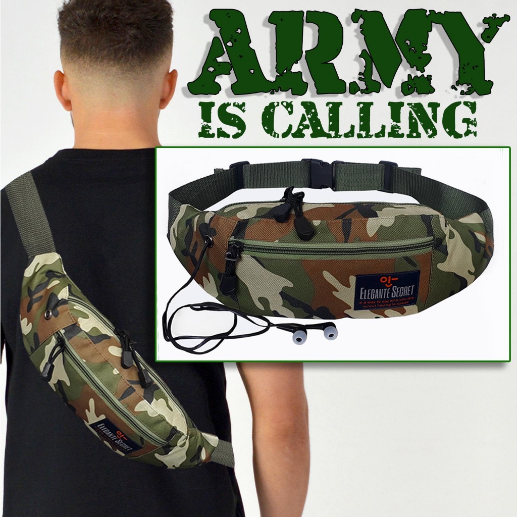Waistbag Waterproof Tas Selempang Pria Anti Air Tas Pinggang Laki laki Tahan Air army