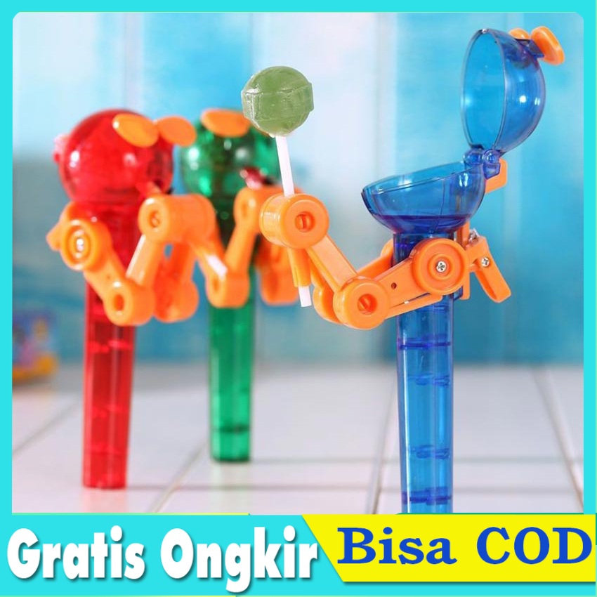 Mainan Robot Permen Lollipop Candy Gun Tembakan Lolipop Permen Lollipop Robot Mainan Anak Robot Perm