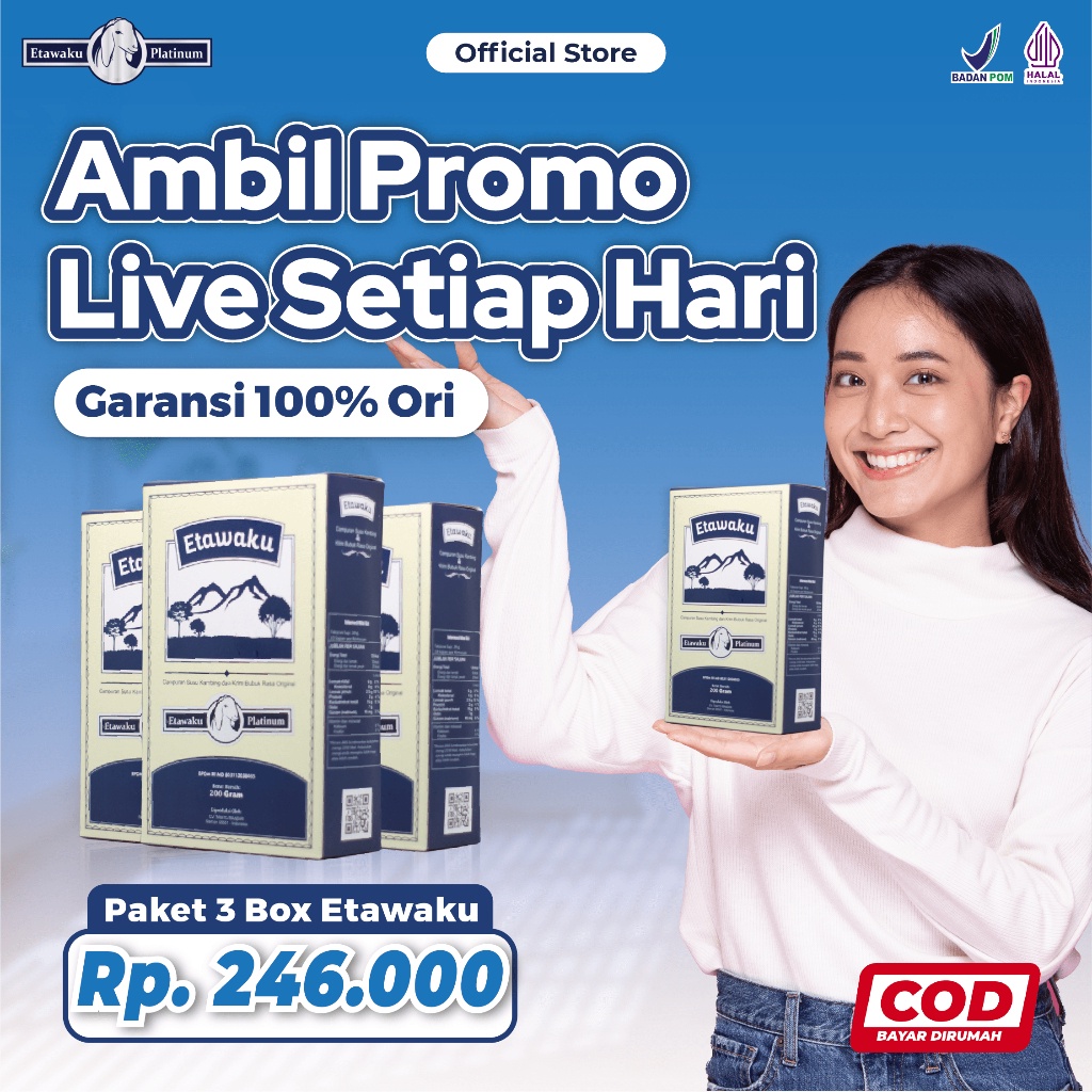 

Etawaku Platinum Susu Kambing Etawa Untuk Sendi dan Pernafasan Paket 3 Box