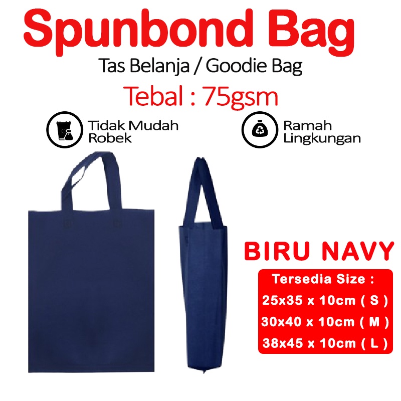 

Spunbond BAG Goodie Bag Tas Belanja Model Tali Handle Kantong Kain - NAVY