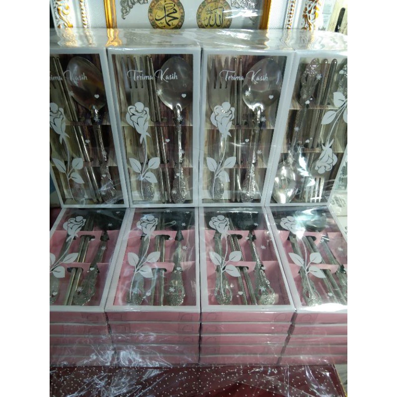 SOUVENIR SENDOK SET SENDOK GARPU SUMPIT SETENLESS KEMAS MIKA SOUVENIR PERNIKAHAN SOUVENIR MURAH SOUV