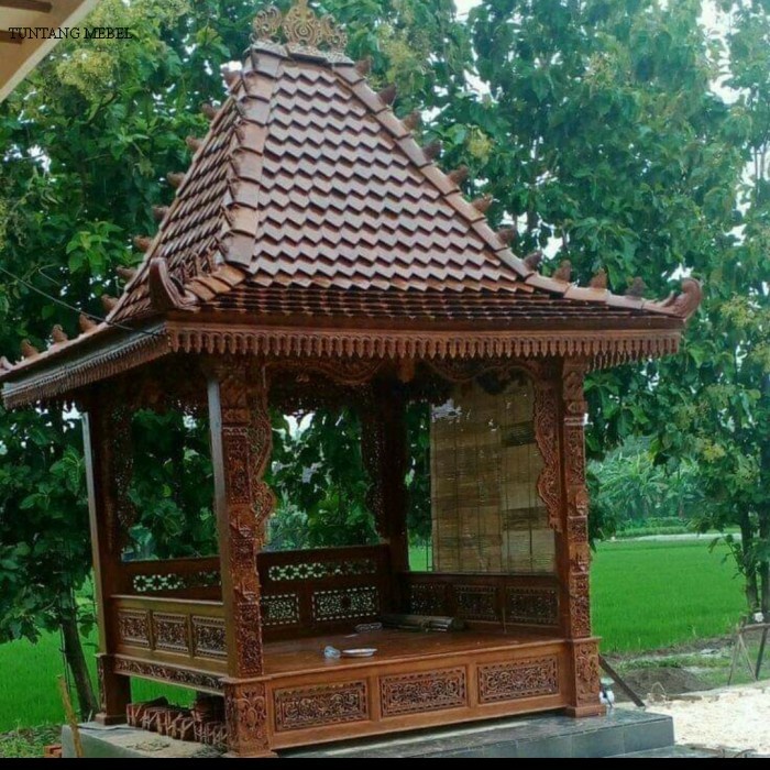 Termurah Gazebo kayu jati / Saung Ukir kayu jati