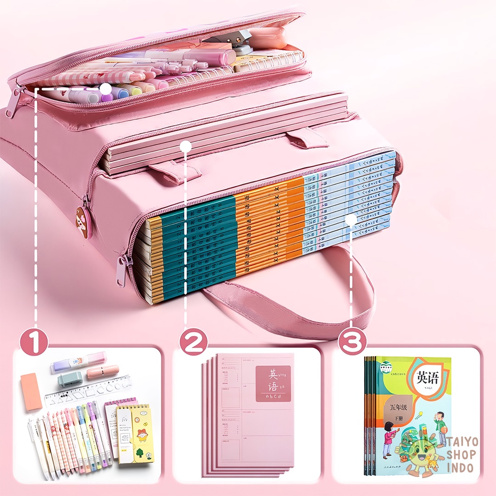 

HJK TAIYO Tas Map Organiser Waterproof File Buku Berkas Les Kursus Sekolah Lucu Motif Kartun