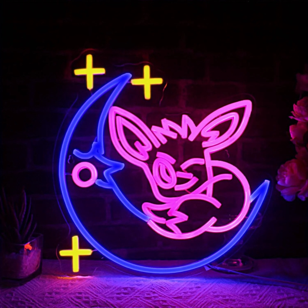 Led Gamer Neon Signs Anime Dimmable Led Neon Wall Decoration Pokmon Eve Moon Sign Lights for The Pla