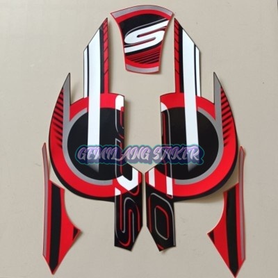 Striping Decal Polet Sticker motor honda Scoopy 2023 2024 sporty merah hitam