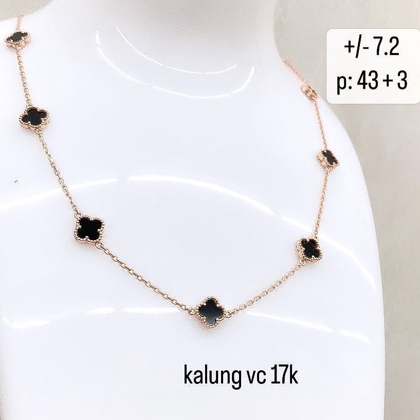 Set cincin anting kalung anak dan dewasa emas asli kadar 70 75 16k 17k van vc rosegold clover hitam 