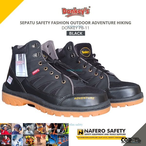 safety shoes Sepatu Safety Ujung Besi Fashion Proyek Anti Slip Hitam Donkey'S