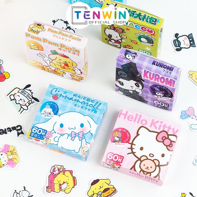 

Stiker Sanrio Aesthetic Sticker Kisscut Box isi 60 Pcs-Tenwin