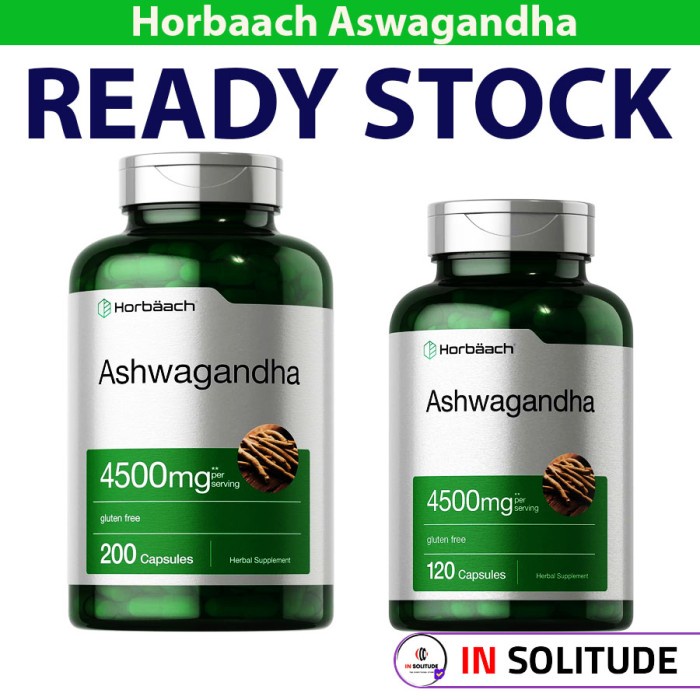 Horbaach Ashwagandha 4500mg with Black Pepper - 200 Capsules - isi 120