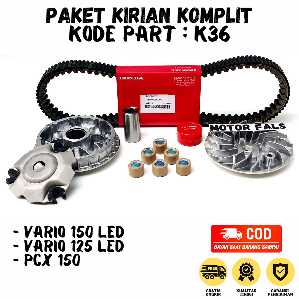 Paket Vanbelt Komplit Vario 150 K36 - Vario 125 Led - PCX 150 / Vanbelt Rumah Roller Kipas CVT Vario