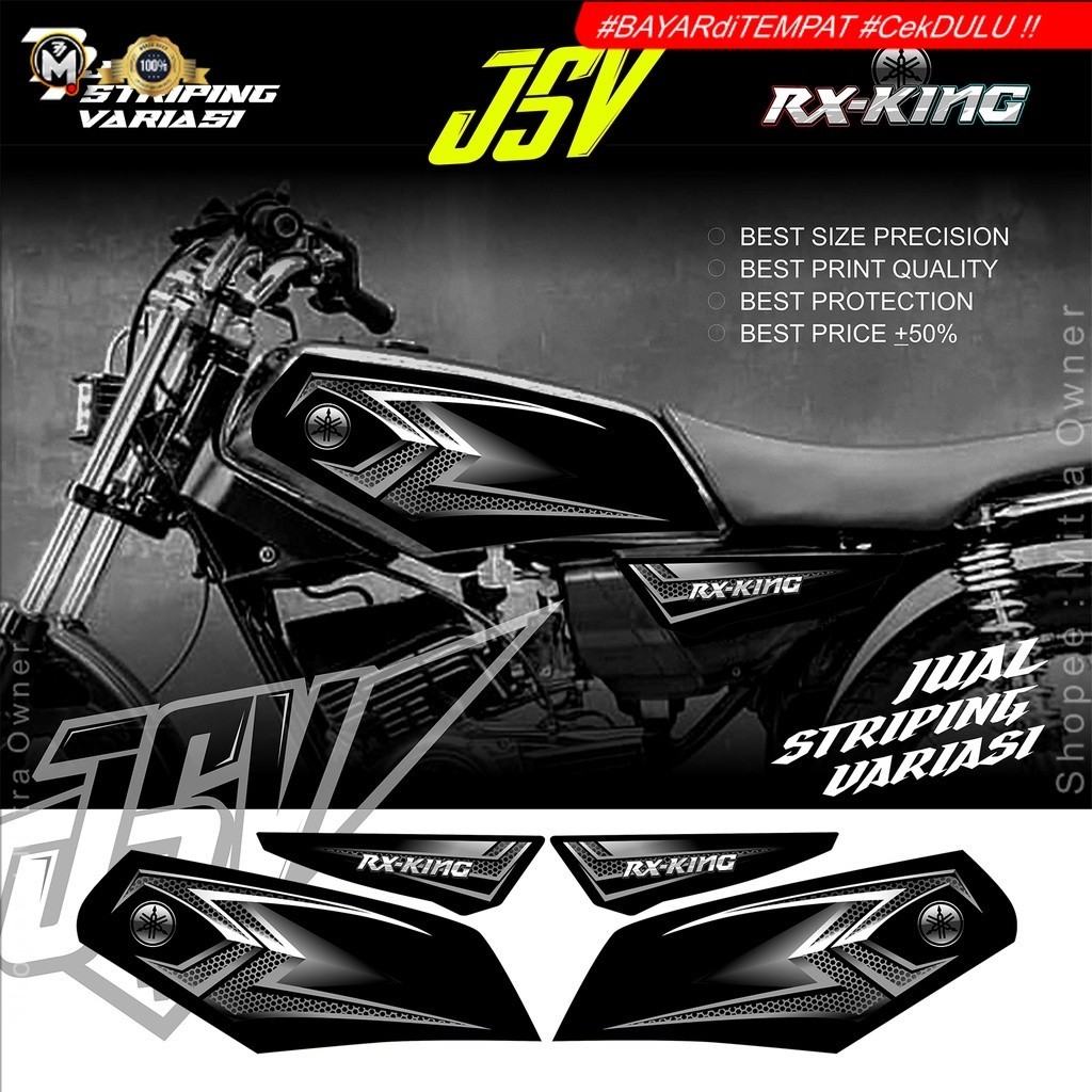 Stiker Motor YAMAHA RX KING New Variasi CARBON Racing Striping Sticker Lis Aksesoris Original Costum