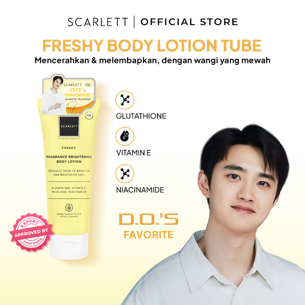 Scarlett Whitening  Glowing Body Lotion Freshy Tube Mencerahkan Melembabkan Skincare Set Kecantikan 