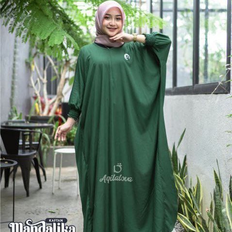 "Girya.Syo" - TERBARU Terlaris Daster Kaftan Polos Jumbo Gamis Kaftan Terkini Bahan Rayon - hijau bo