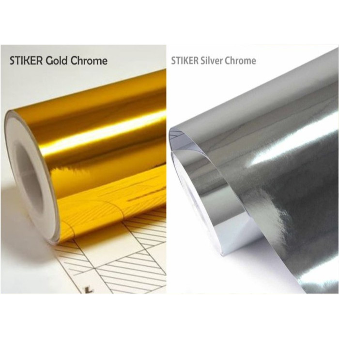 

YS Skotlet Chrome Silver dan gold/Tinggi 100X50cm/stiker scotlet chrome