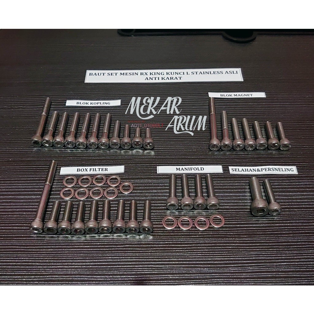 Baut Set mesin RX King tanpa crankcase Stainless